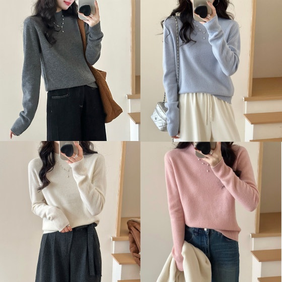 
Sugar Annie [Classic Series] 2025 Winter Half Turtle Collar Pullover Cashmere Wool Sweater Women's Loose