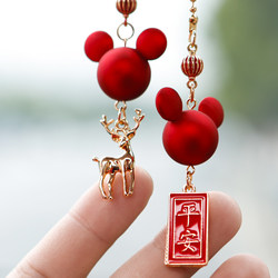 Car Hanging Ornament Rearview Mirror Interior Decoration Peace Charm Car Pendant Car Hanging Decoration Trendy Goddess Style High-End and Elegant