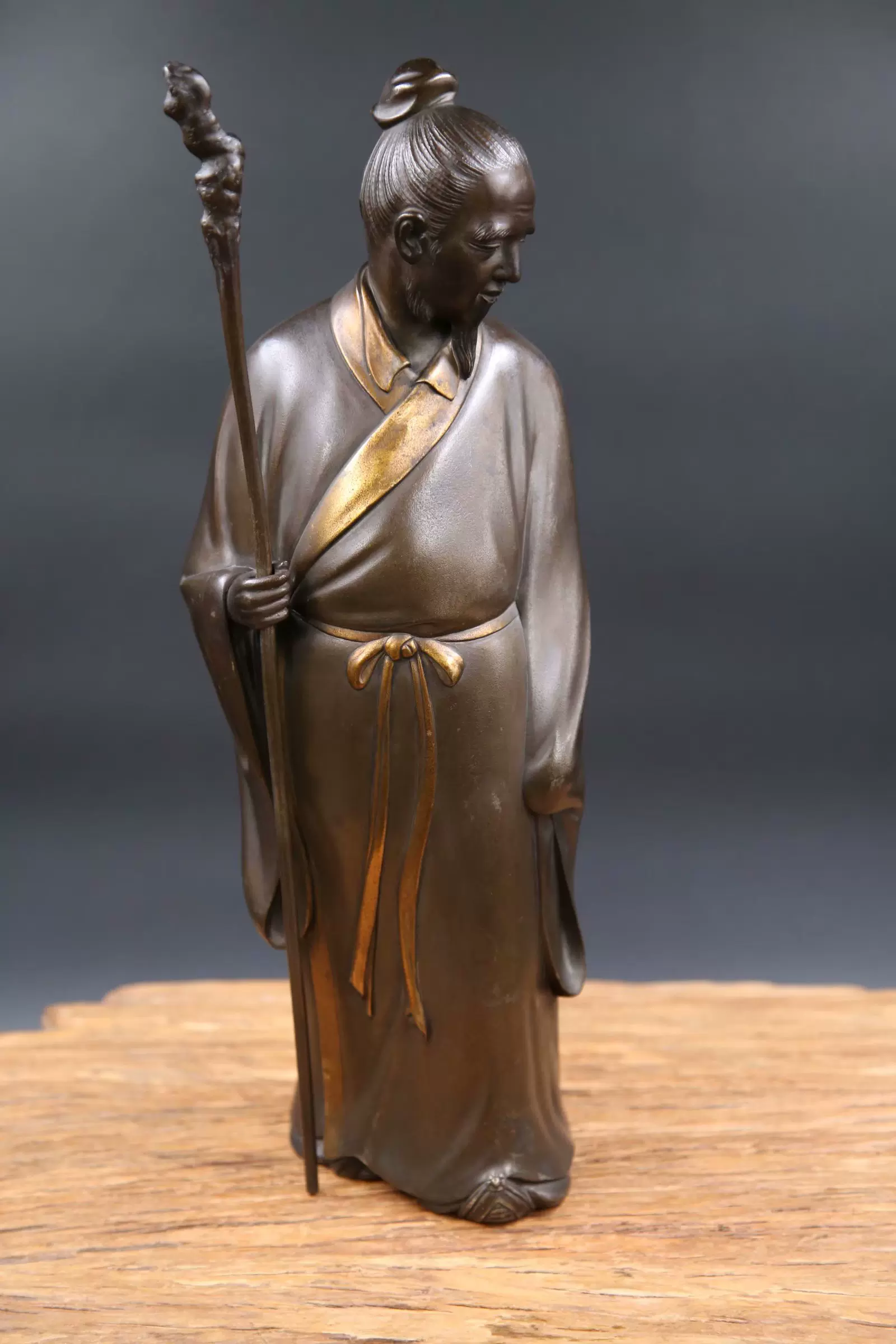 山崎秀雄 作【牛】木彫 置物 臥牛 丑 彫刻 秀雄作 古美術 検