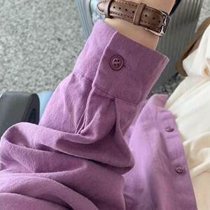 
100% Cotton Purple Retro Spring and Autumn Shirt Women's Bottoming Loose Casual Slim Long Sleeve Shirt Sun Protection Jacket