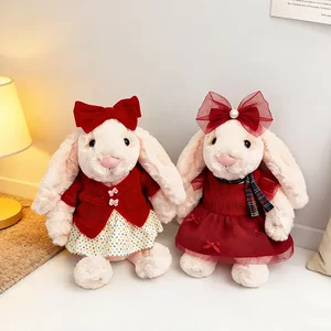 
Baby clothes only] Jely/cat Bonnie rabbit doll baby clothes wine red corduroy New Year gauze skirt suit 32cm doll