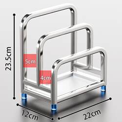 Double-Compartment Multifunctional Pot Lid Holder/Thick Cutting Board Pure Stainless Steel Kitchen Board Rack Multi-Layer Storage Shelf