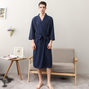 
Summer thin men's bathrobe Summer absorbent quick-drying yukata plus a large size four-season universal nightgown men's pajamas