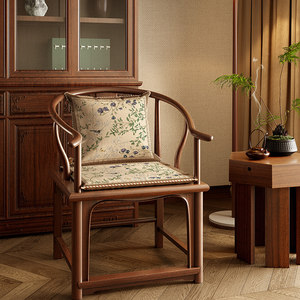 Mahogany sofa cushion solid wood furniture Chinese master circle chair Chinese chair wood chair tea table chair cushion cushion customization