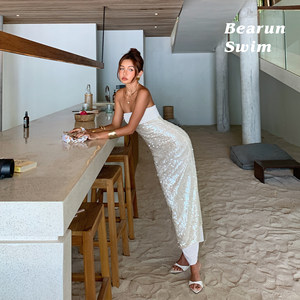 
BEARUN SWIM one-shoulder tube top dress for women 2025 new sexy hip-covering long skirt with slits