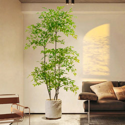 Artificial Plant Nandina Floor-Standing Potted Plant, Large Indoor Faux Green Plant Decoration, Living Room Light Luxury Decorative Flower, Artificial Tree