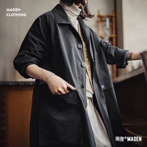 
Maden black lapel loose medium length thin coat tall casual work clothes windbreaker jacket women early autumn