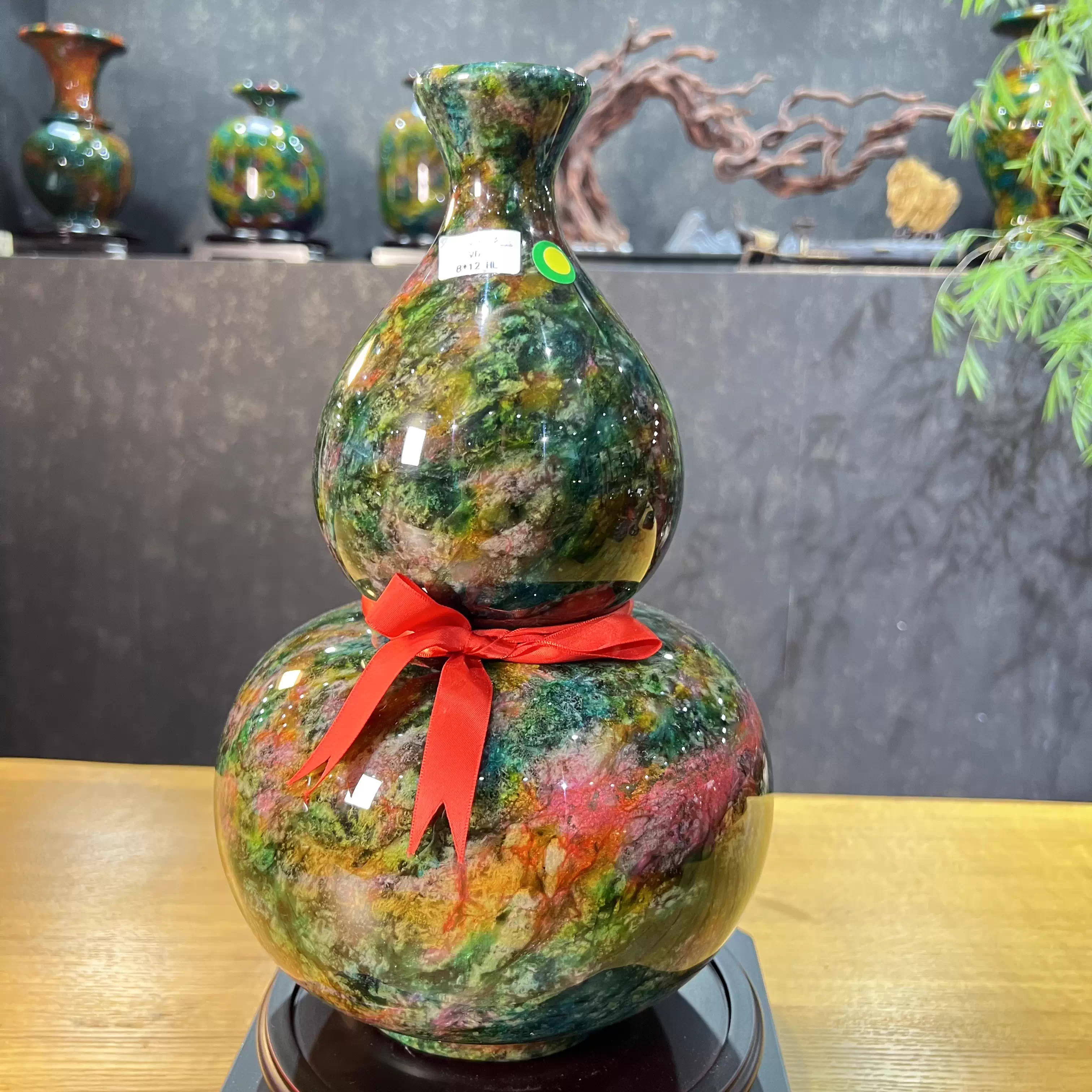 台湾七彩玉花瓶高品花瓶摆件客厅办公室桌面家居送礼佳品