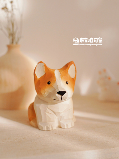 木彫りのコーギー（制作中） 木彫りのコーギー（制作中） sold out】 コーギージャンプ その1