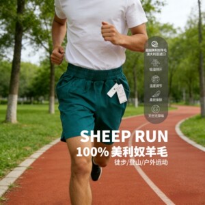 
SHEEP RUN Ranch Merino Wool Men's Shorts Moisturizing Wicking Lightweight Special Breathable Outdoor Sports
