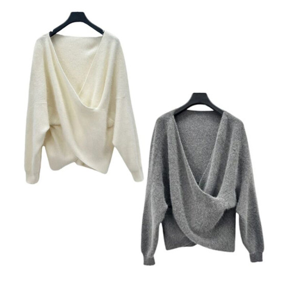 SIG Sandio women's spring and autumn new irregular sweater fashion casual style loose knitted sweater 254Z3505