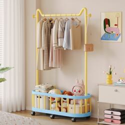Dopamine-Style Floor-Standing Clothes Rack for Bedroom, Dormitory, Small Household Room, Clothes Storage, and Mobile Clothes Drying Rack