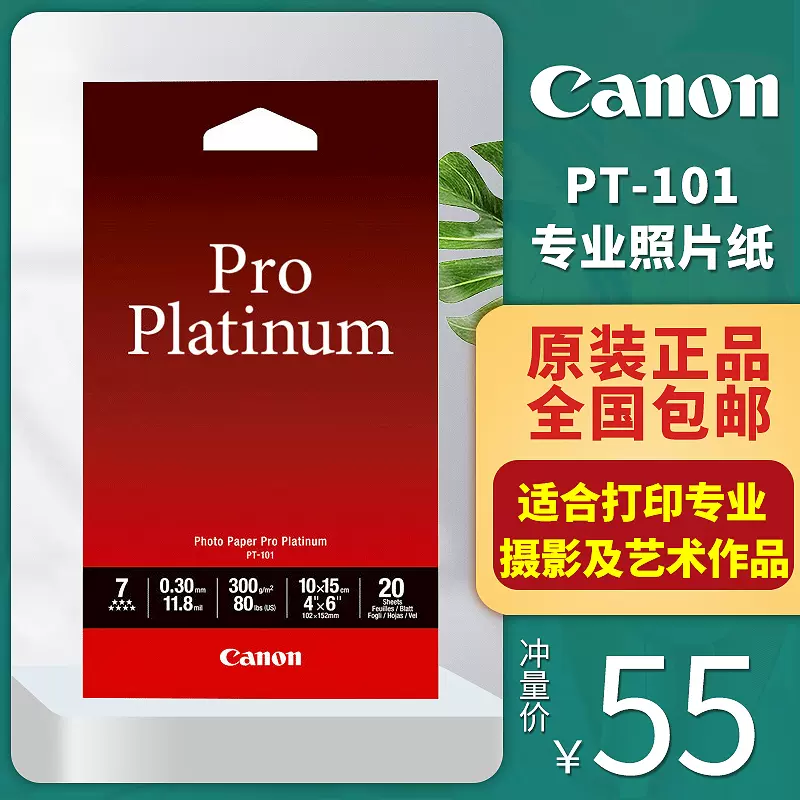 Canon PT-101 Papier photo Pro Platinum, 4 x 6, 20 feuilles