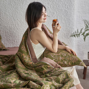 
Class A mother and baby grade color woven cotton double layer gauze soft quilt moisture absorbing breathable pure cotton air conditioning summer cool quilt three or four pieces set