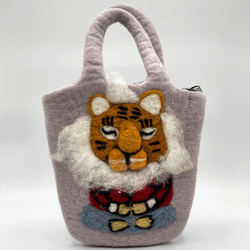 Nepalese Wool Felt Handmade Meditating Tiger Carrying Bag Playing Piano Tiger Tiger Flower A Variety Of Cartoons Available