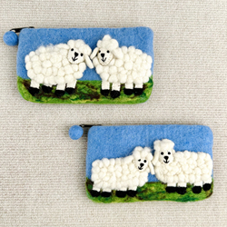 Nepalese Handmade Wool Felt Two Sheep Coin Purse Fresh And Beautiful Mobile Phone Bag Card Holder