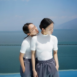 Tu Yi Tt2208 Modern Dance Practice Clothes for Women, Tight-Fitting Mid-Sleeve Black One-Piece Gymnastics Suit for Art Exam Candidates