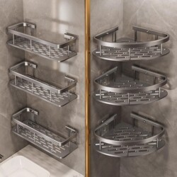 Bathroom Storage Rack, No-Drill Wall-Mounted Organizer for Shower Gel, Wall-Mounted Washbasin Shelf
