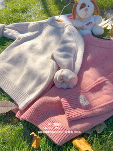 
Thickened merino children's wool sweater for girls 100 pure wool sweater for boys dotted yarn wool baby sweater