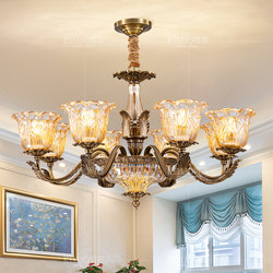 New American-Style Chandelier, All-Copper Living Room Lighting, European-Style Dining Room Lamp, Bedroom Lamp, Modern Simple and Elegant Retro Lighting Fixtures