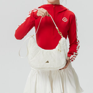 
Adidas men's and women's white armpit bag 2026 Spring and New Year plush sports casual shoulder bag KR2567