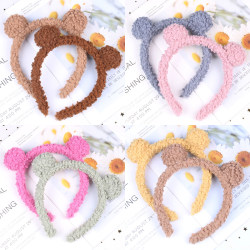 Korean Internet Celebrity Sells Cute Lamb Wool Bear Ear Hairbands, Korean Style Autumn and Winter Plush Headbands and Hair Clips