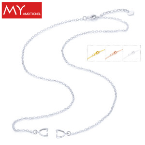
Complete set of 925 sterling silver open necklace medium clip plain chain naked chain trendy clavicle chain O-shaped chain accessories silver chain