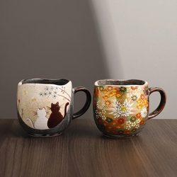 Japan Imported Kutani Yaki Handmade Golden Flower Mug Coffee Cup Ceramic Retro Couple Tea Cup Birthday Gift