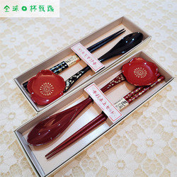 Japan-made Yamanaka Lacquerware Wooden Chopsticks Sakura Retro Non-slip Sushi Chopsticks Soup Rice Spoon Couple Pair Of Chopsticks Wedding Gift