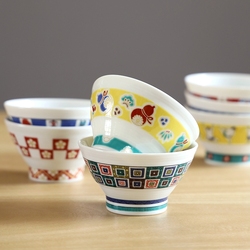Japan Imported Kutani Ceramics Painted Bamboo Hat Bowl Rice Bowl Soup Bowl Auspicious Pattern Bird Japanese Tableware Home