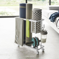Yoga Mat Storage Rack, Home Fitness Equipment Storage Rack, Multi-Functional Pilates Foam Roller Dumbbell Storage Cart