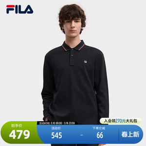 
FILA official men's knitted long-sleeved POLO shirt 2025 winter new casual basic cotton top