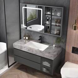 Bathroom Cabinet Set with Seamless Ceramic Integrated Basin, Toilet Washbasin, and Handwashing Basin Cabinet