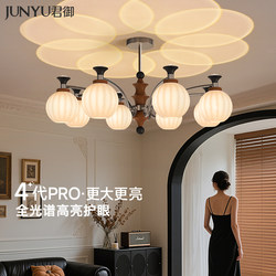 Junyu Bamboo Joint French Mid-Century Style Living Room Chandelier New Chinese Style Main Light Song Dynasty Aesthetics Whole House New Retro Lighting Fixtures