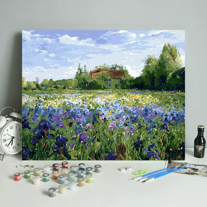 数字油画DIY填色套装春日田园风景手工水彩画创作材料包