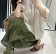 New literary retro niche design Crystal shirt Digital printing one -piece lace -up skirt skirt set