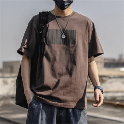 Hong Kong Style Japanese Retro High Street Heavyweight 100% Pure Cotton Short-Sleeve T-Shirt for Men, Summer Loose Fit, Trendy Brand, Versatile