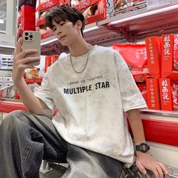 American-Style Trendy Tie-Dye Design Heavyweight Pure Cotton Short-Sleeve T-Shirt for Men, Summer Loose Fit, Versatile ins Trendy Half-Sleeve