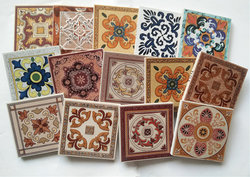 10*10cm Antique Floral Tiles, Retro Square Small Corner Tiles, European-Style Art Small Floral Tiles, 100*100mm