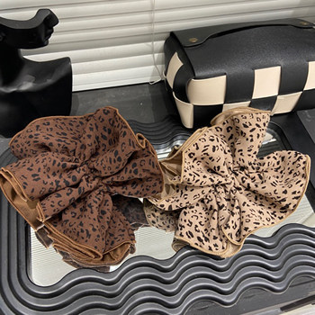 
E4968 Korean retro leopard print large intestine hair tie four-layer three-dimensional new hair tie durable ponytail head rope for women