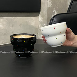 Simple Ins-Style Embossed Small Bead Ceramic Cup, Creative Gourd-Shaped Hand-Held Coffee Cup, Household Iced American Latte Cup