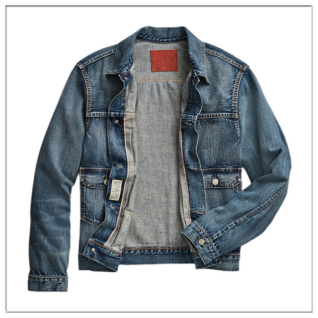 FSZ double R pony RRL red ear red edge nostalgic blue denim jacket men ...