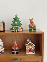 Retro Christmas Tree Ceramic Jewelry Box, Small and Cute Desktop Ornament, High-End and Exquisite Hand Jewelry Ring Storage Box