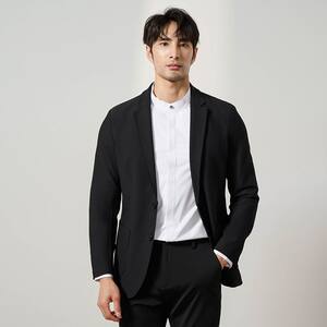 
High-end textured seersucker anti-wrinkle fabric 2026 spring Italian gentleman men's elastic loose large size suit jacket