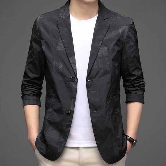 
2024 spring and summer Korean style trendy and comfortable small blazer blue and black loose plus size casual trendy men's suit