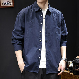 
Pure cotton shirt men's long-sleeved autumn 2025 new casual clothes trendy versatile high-end large size inner wear spring and autumn