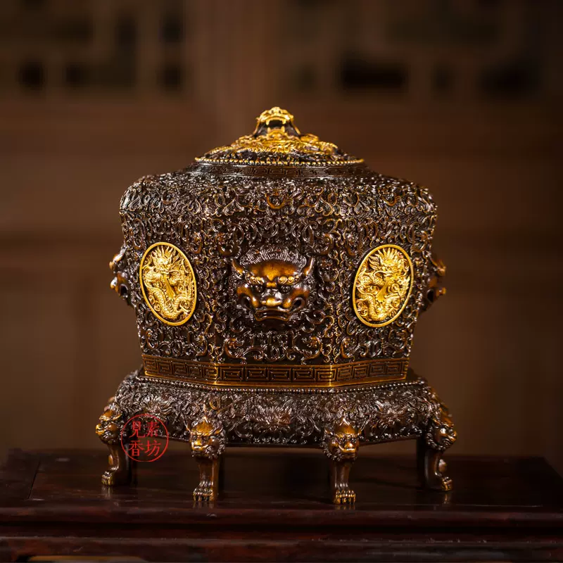 见素香坊推荐陈巧生四象宝鼎熏炉巧生炉博物馆创新铜香炉C313-8