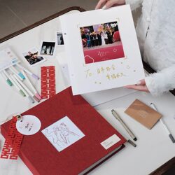 Loose-Leaf Wedding Guest Book, Wedding Box, Souvenir, Self-Adhesive DIY Photo Album, Laminated Commemorative Card Album