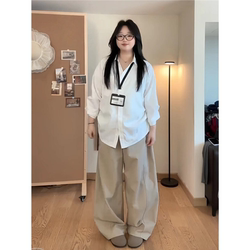 Plus-Size High-End White Long-Sleeved Shirt for Women 2026 New Spring Loose-Fitting Shirt with a Sense of Design for Chubby Women