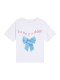BunnyGround blue large bow short-sleeved round neck T-shirt
